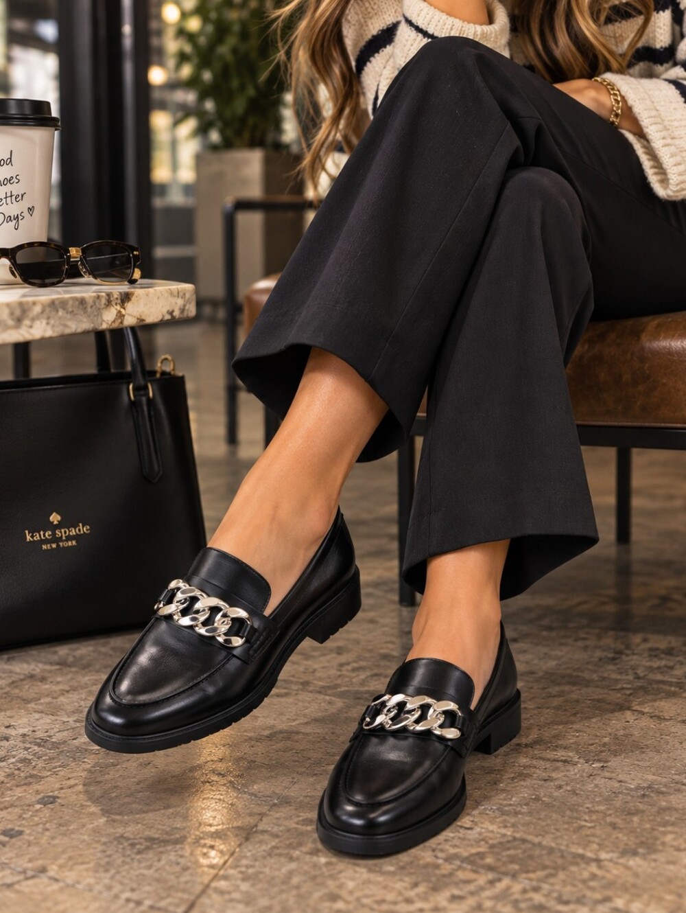 Anne Klein Black Loafers